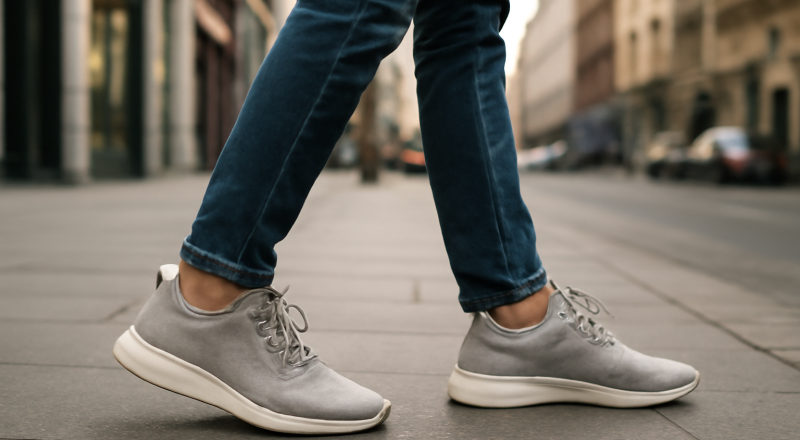 personne marchant en sneakers en ville