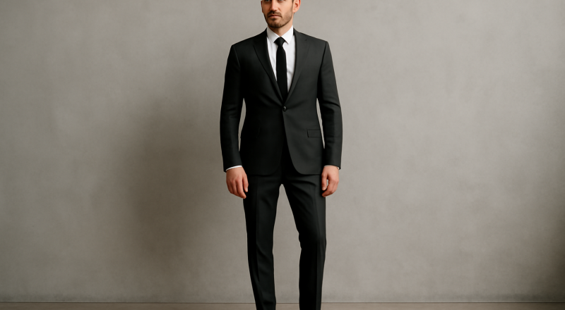 homme portant costume avec chaussures contrastées