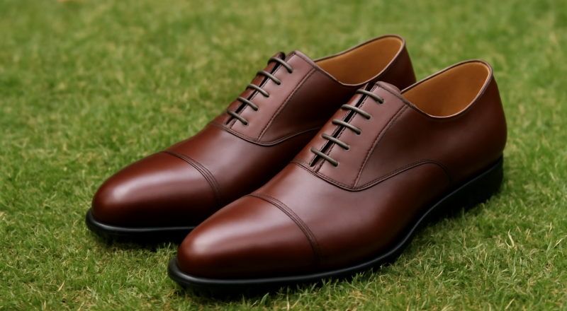 chaussures élégantes posées sur pelouse