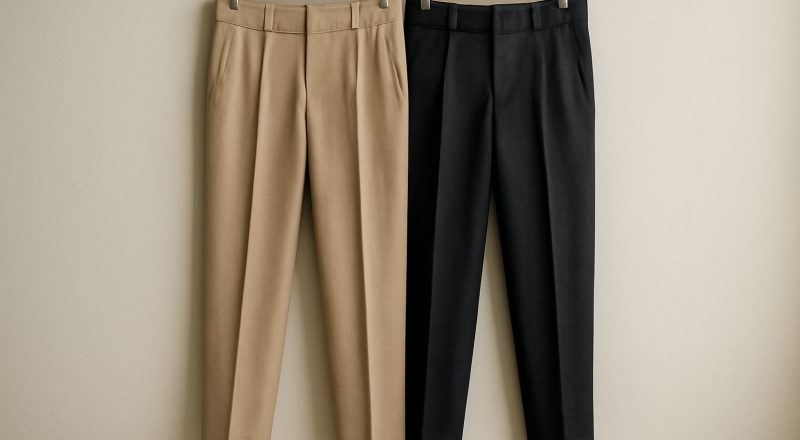 deux pantalons suspendus côte à côte