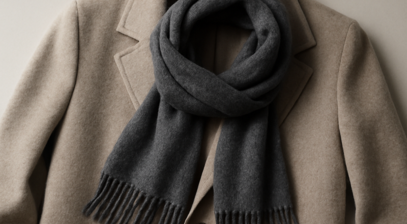 foulard posé sur manteau neutre