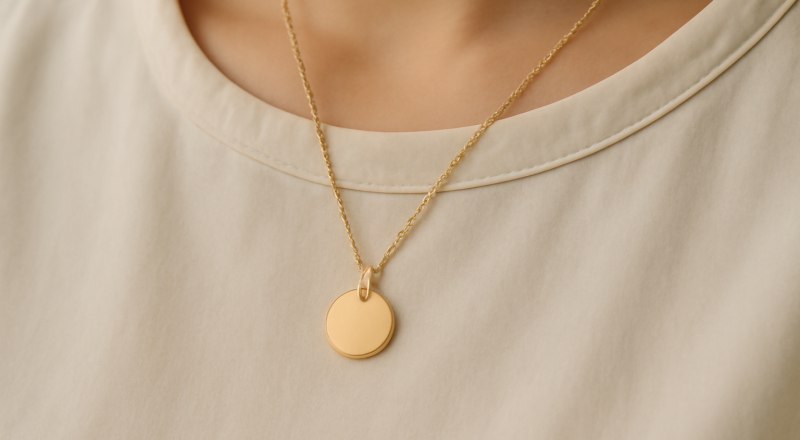 collier posé sur un chemisier col rond