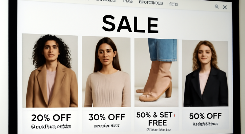 écran montrant promotions mode en ligne