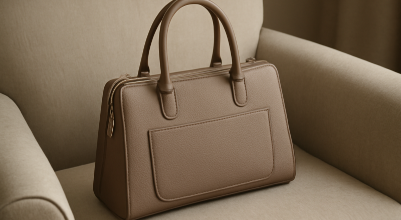 sac élégant posé sur fauteuil neutre