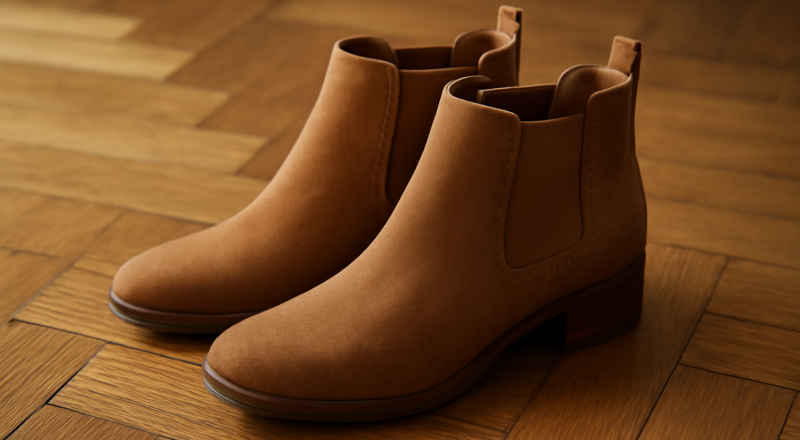 paire de bottines posée sur parquet