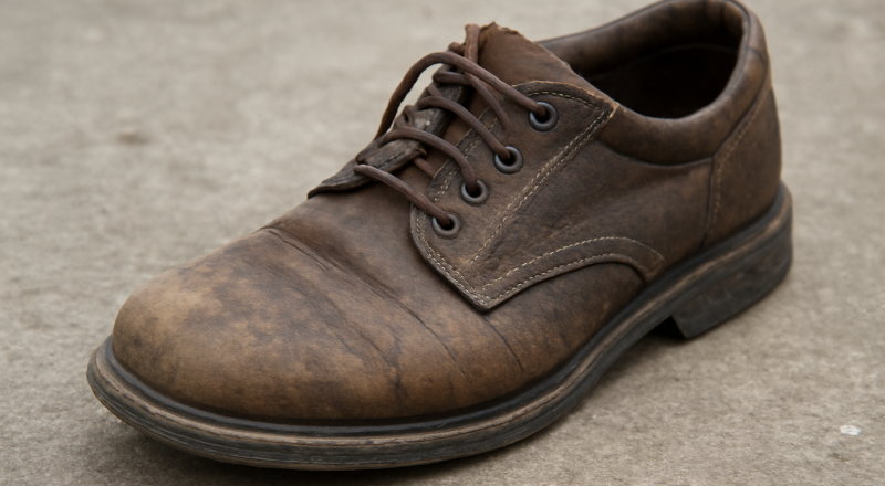 chaussure posée montrant usure asymétrique