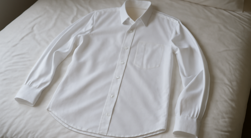 chemise repassée posée sur un lit
