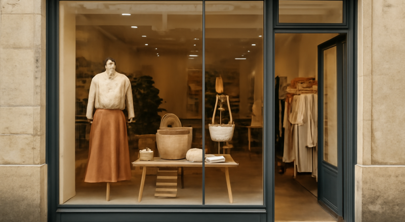 vitrine de boutique indépendante en ville