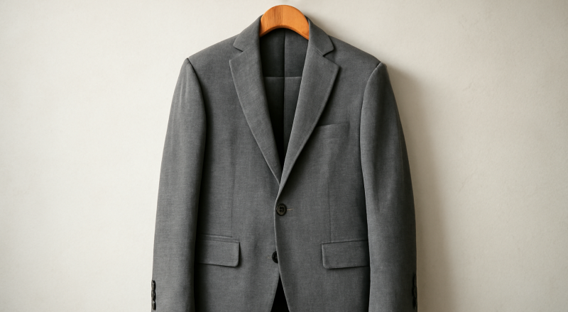 blazer posé sur un cintre contre mur