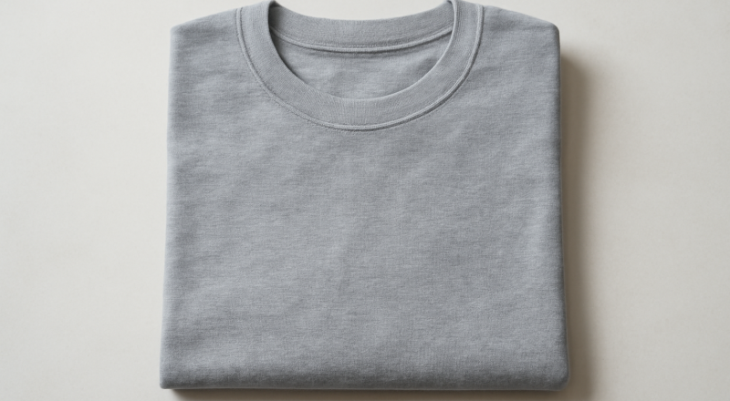 t-shirt plié sur une surface neutre
