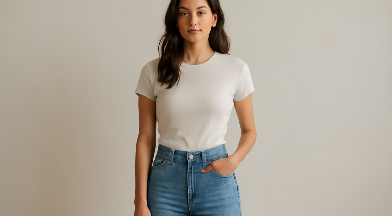 femme portant pantalon taille haute debout