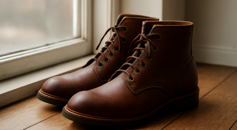 bottines posées près d'une fenêtre
