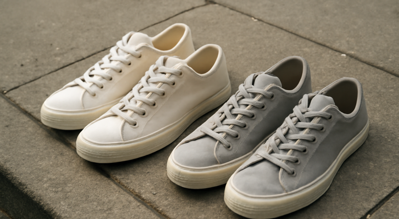 paires de sneakers posées sur trottoir