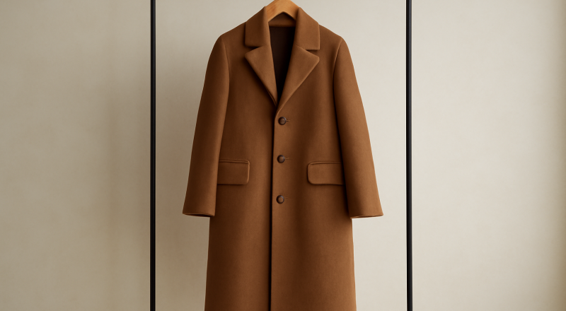 manteau long accroché sur un portant