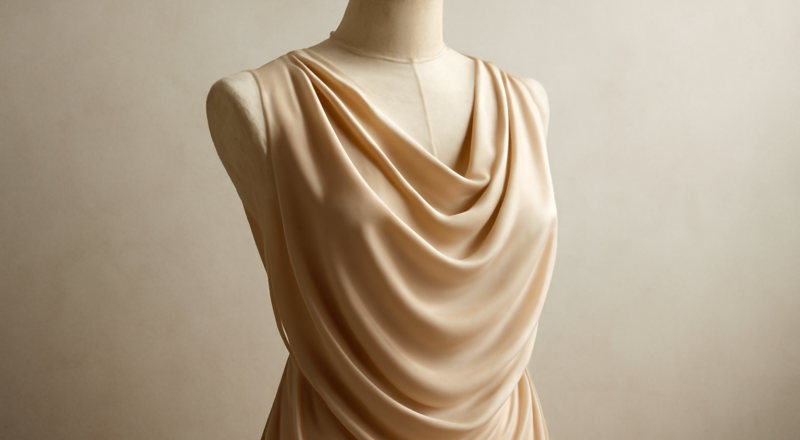 tissu fluide drapé sur mannequin