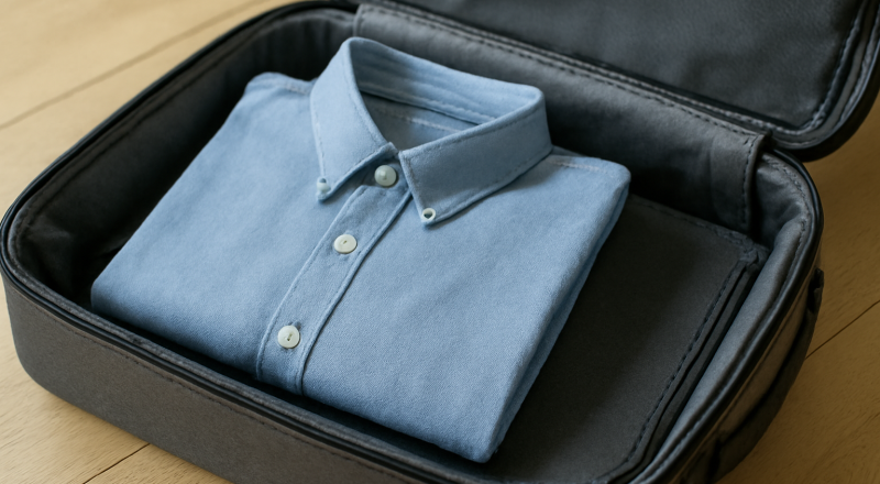 chemise pliee sur valise ouverte