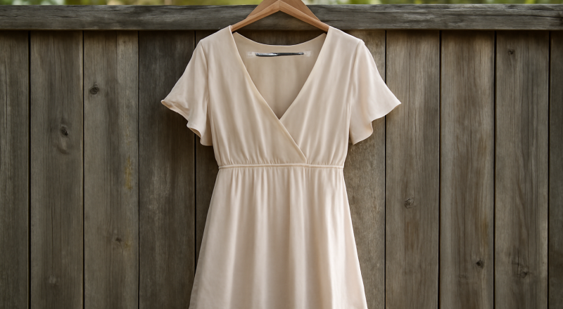 robe légère accrochée sur cintre extérieur