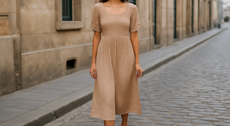 robe midi portée dans une rue