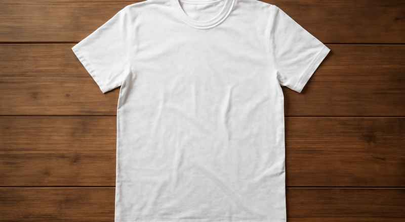 t-shirt blanc posé sur table