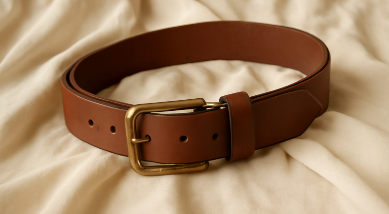 ceinture en cuir posee sur robe fluide