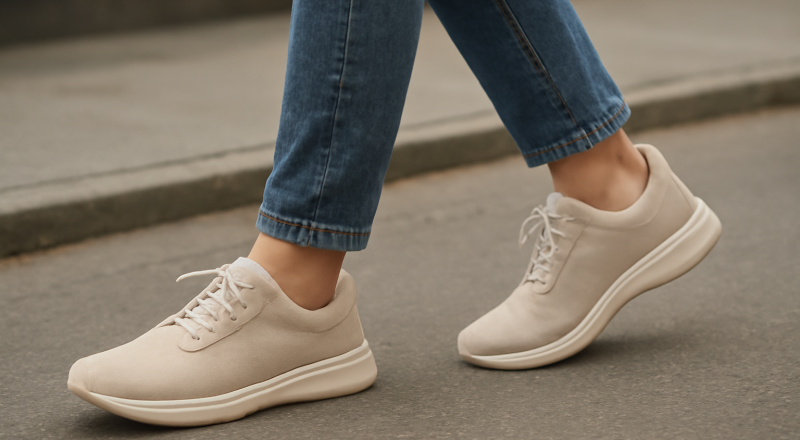 personne marchant avec chaussures confortables