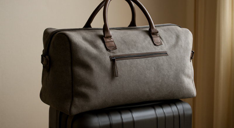 sac du week-end posé sur valise