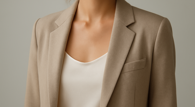 top léger porté sous un blazer