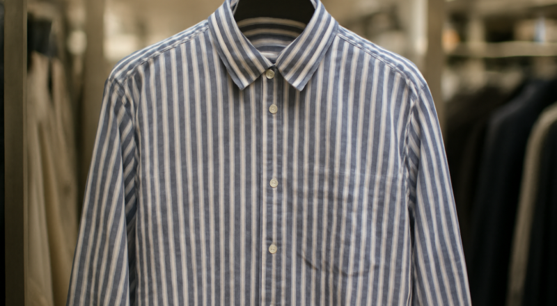chemise rayée suspendue sur cintre en magasin