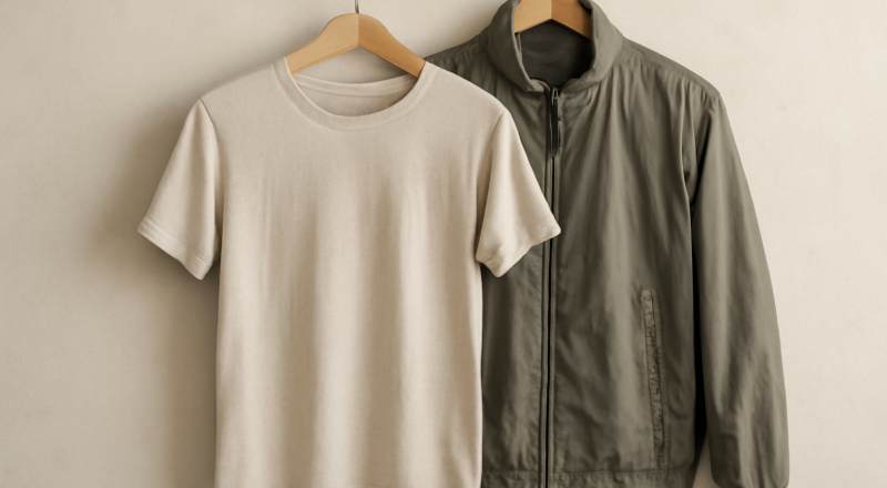 vêtements légers et veste légère suspendus ensemble