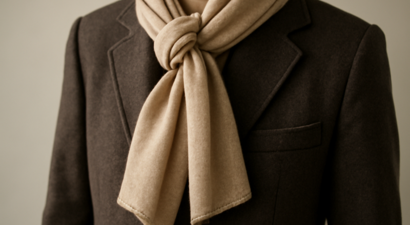foulard noué sur épaule d'une veste