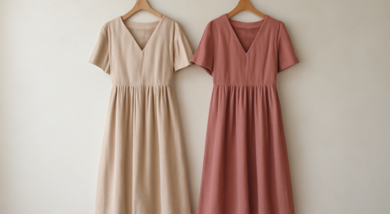 deux robes midi suspendues cote a cote