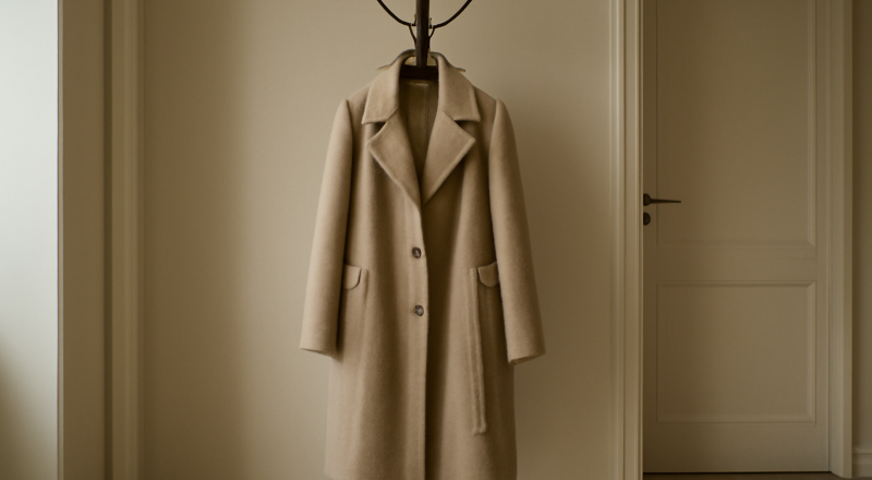manteau posé sur porte-manteau dans hall