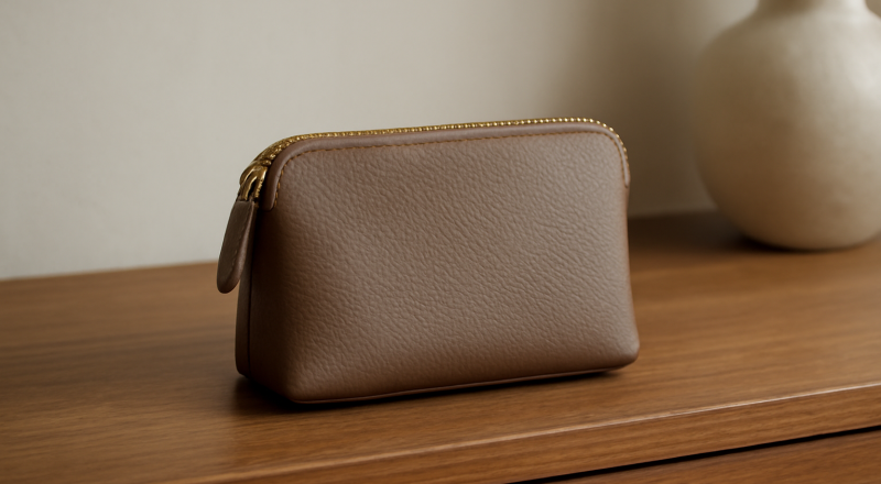 petite pochette posée sur une console
